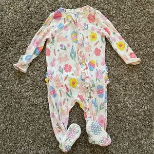 Angel Dear Pastel Floral Bunny Kids Zip Footie